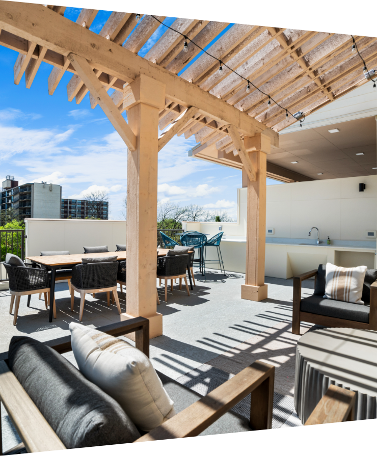 outdoor rooftop lounge area