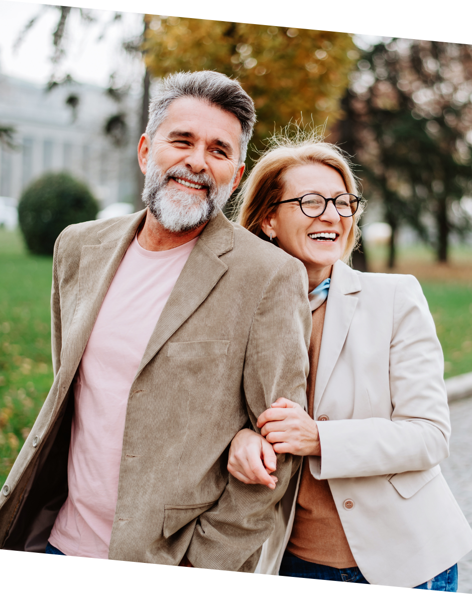a senior couple in casual wear